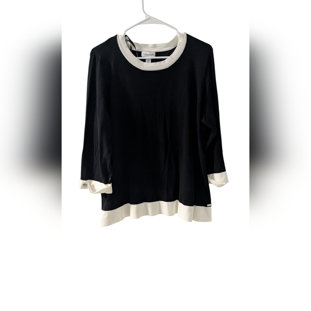 Calvin Klein Black and White Long Sleeve Top - Picture 3 of 14